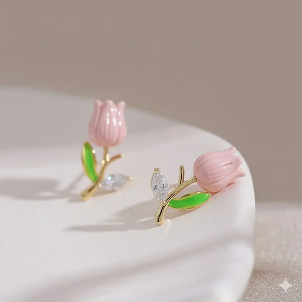 Arete tulipán rosa fantasía fina 251126