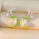 Aretes de esmalte patron manzana 160902