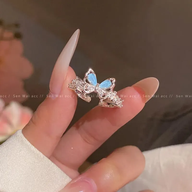 Anillo abierto con patron de mariposa 160908