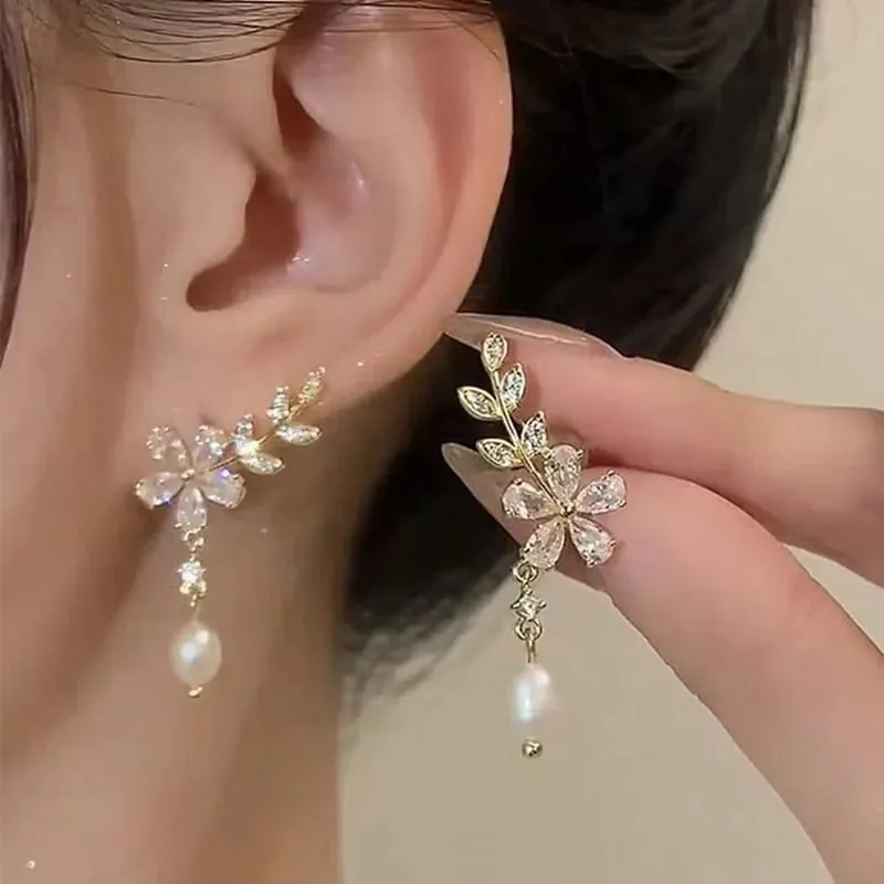 Aretes diseño flor y hoja 160923