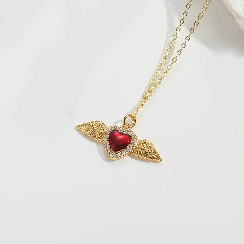 Colla corazón rojo ángel de cobre 24134
