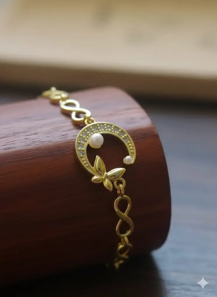 Pulsera luna dorada cobre chapeado 260113