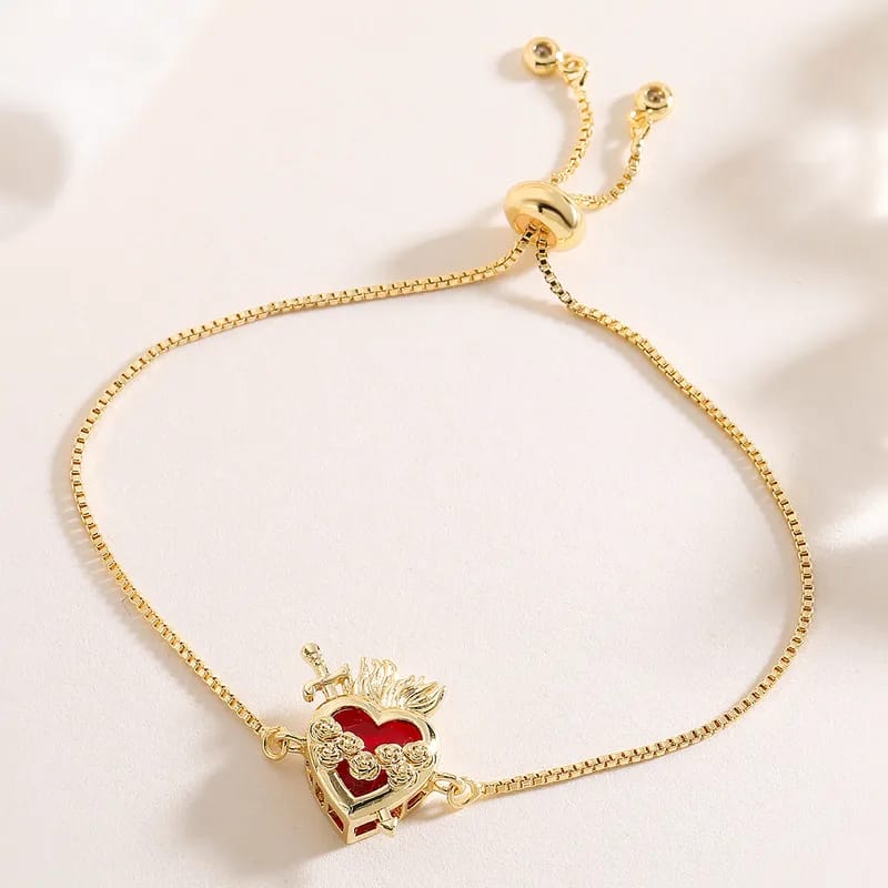 Pulsera sagrado corazón ajustable cobre chapeado 260116