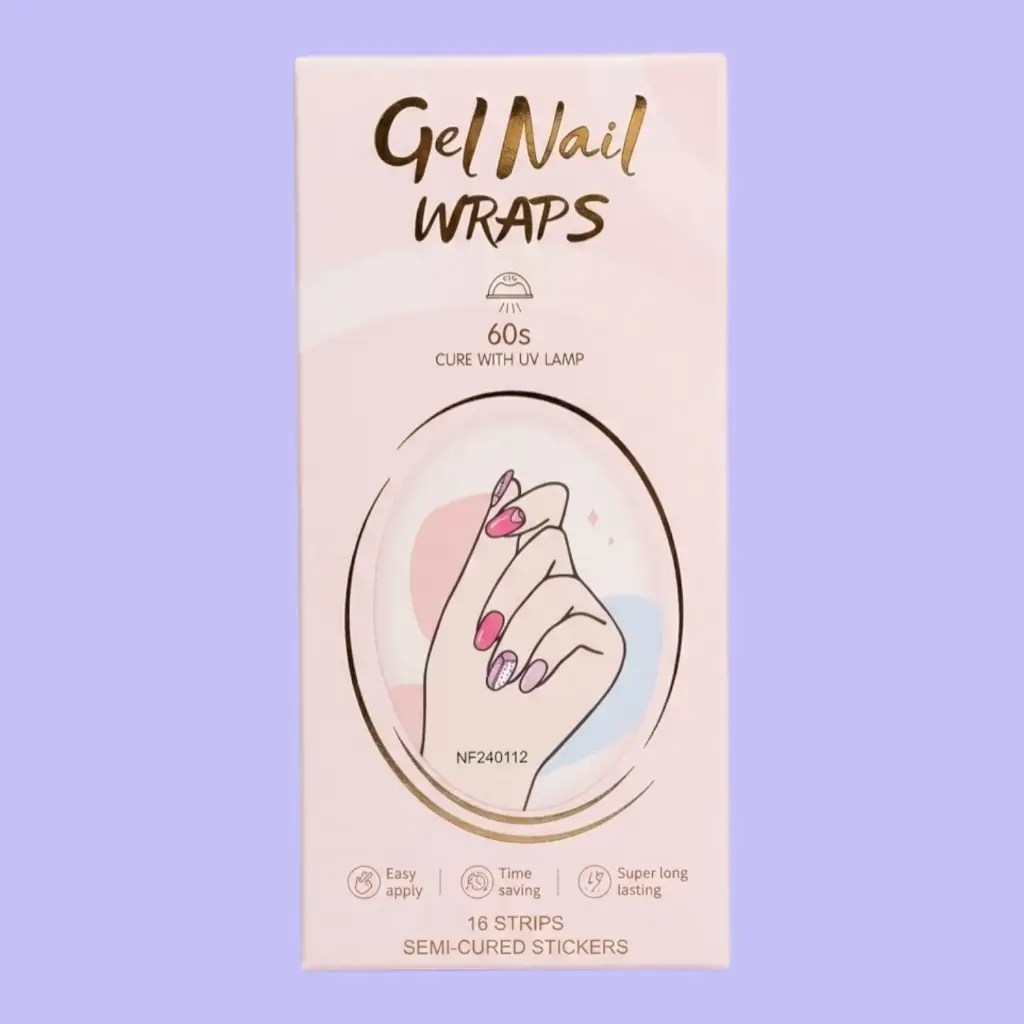 Set uñas gel semicuradas diseño rosa 15674 