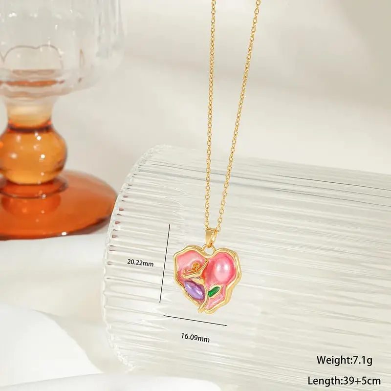 Collar cuadro moda realista de acero/titanio 28232