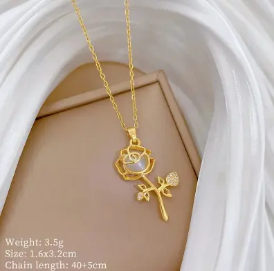 Collar flor bonita de acero/titanio 2582136