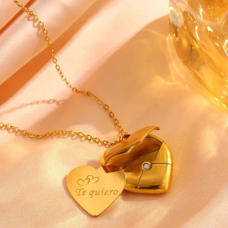 Collar mensaje corazón de acero/inoxidable 20142