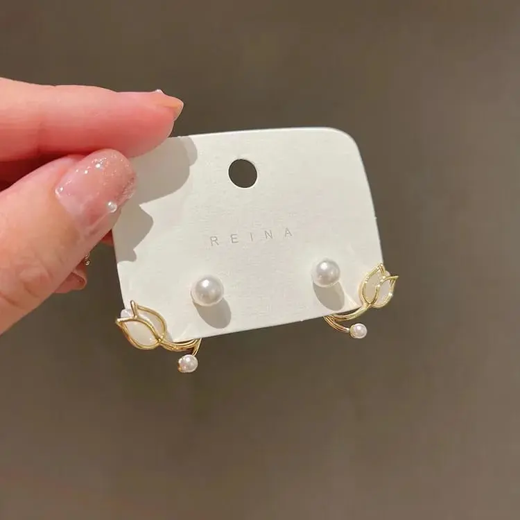 Aretes tulipán y perla fantasía 264705