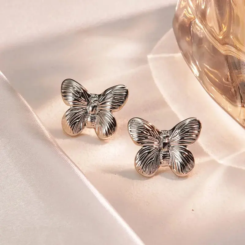 Aretes mariposa silver de acero inoxidable 264709