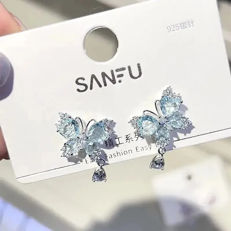 Aretes mariposa azul de fantasía 264716