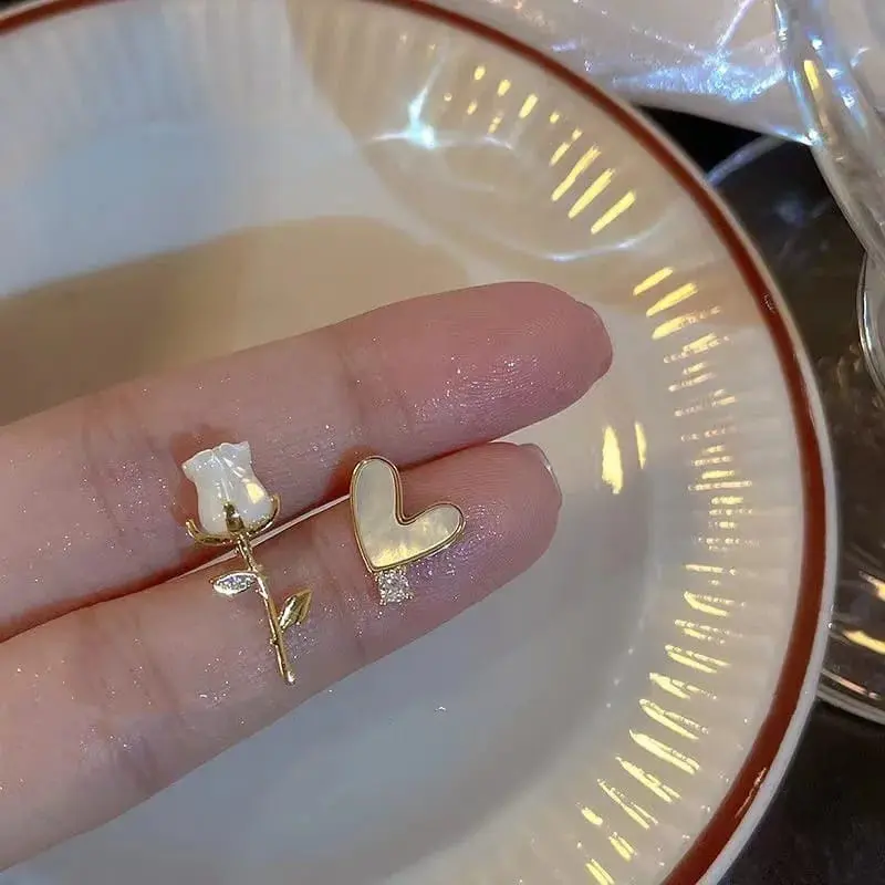 Aretes asimétricos rosa fantasía 264723