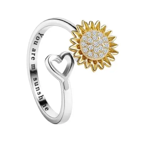 Anillo giratorio girasol con grabado cobre 264724