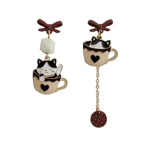 Aretes gatito colgante fantasía 2642418