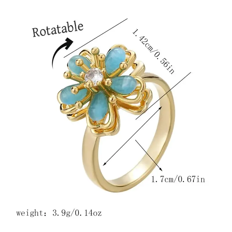 Anillo giratorio flor azul cobre 2642432