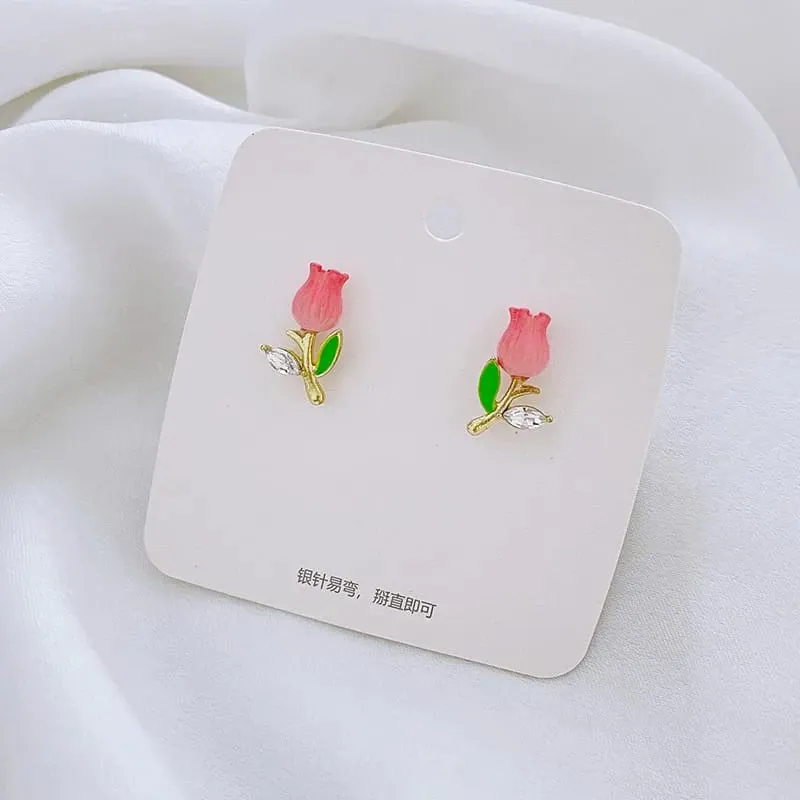 Aretes de tulipán diamante 240708