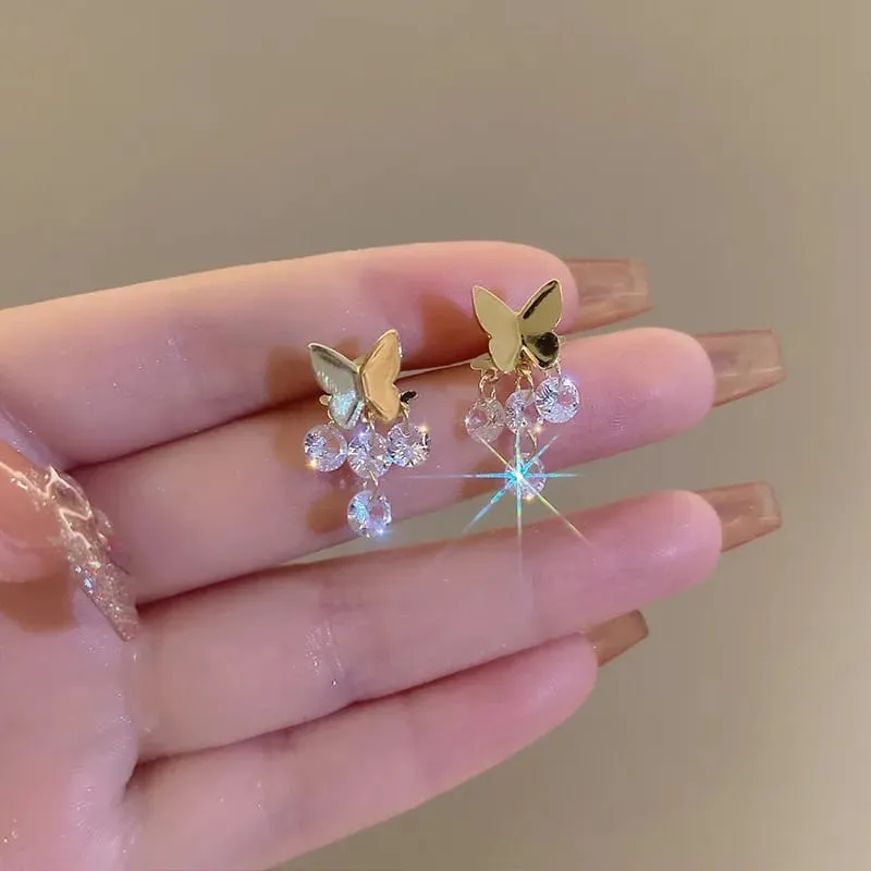 Aretes diamante y mariposa fantasía 190821