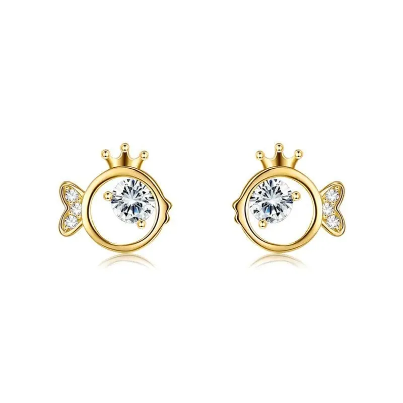 Aretes pequeños pez dorado fantasía 190825