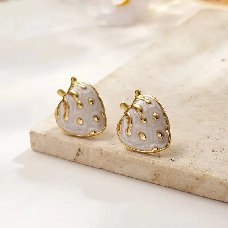 Aretes acero inoxidable 304  con patron de fresa 301004