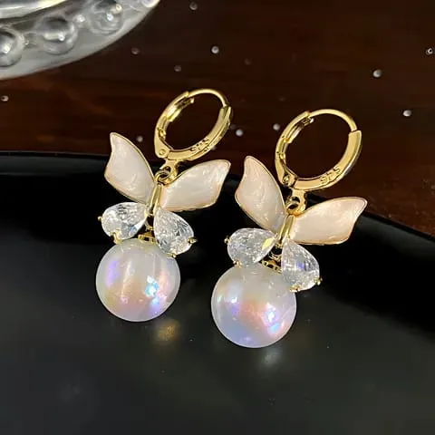 Aretes de mariposa con perla 301010