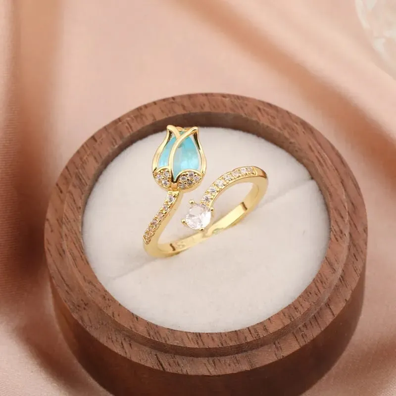 Anillo tulipan azul  301011
