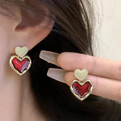 Aretes doble corazon tamaño medio 301012