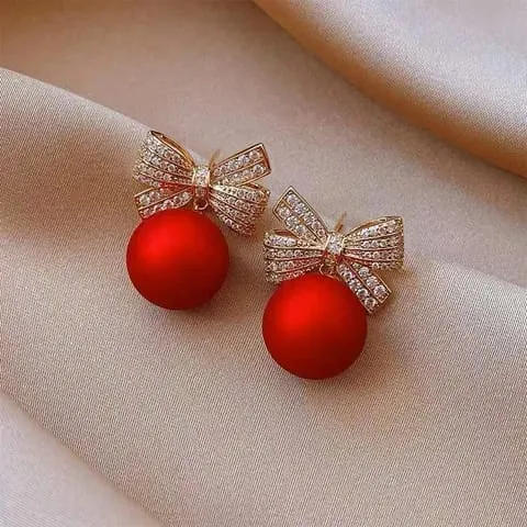 Aretes aleación con diseño dulce de corbata de moño 301015