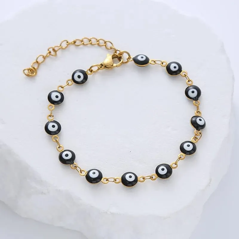 Pulsera acero inoxidable con diseño geometrico y esmalte 301025