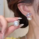 Aretes aleación con diseño geométrico y circonitas  160912