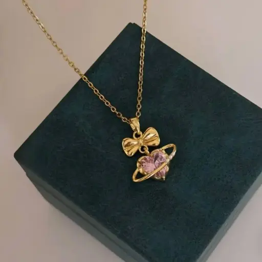 Collar corazón galáctico de acero/titanio 24130