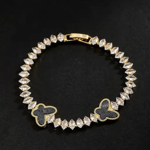 Pulsera doble mariposa bicolor cobre 260122