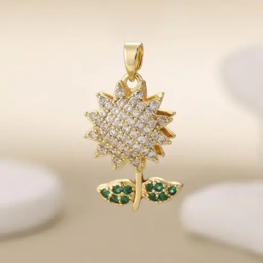 Dije girasol giratorio de acero/titanio D01