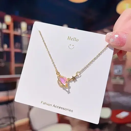 Colla planeta rosa de acero/titanio 260137