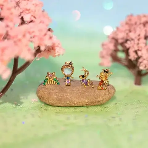 Set aretes 4pcs Mulan de acero inoxidable 7325