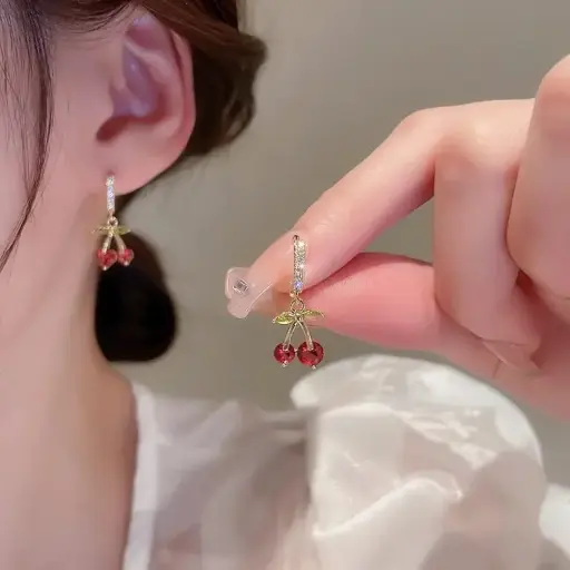 Aretes cereza roja fantasía 2642421