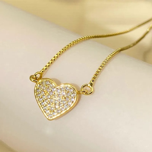 Collar corazón cristalizado de acero/titanio 25159