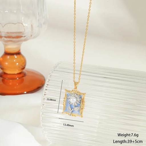 Collar cuadro moda realista de acero/titanio 28232