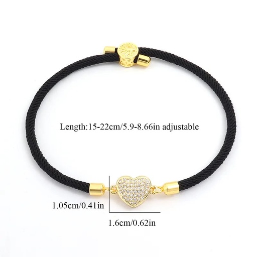 Brazalete negro corazón cobre lazo 28251