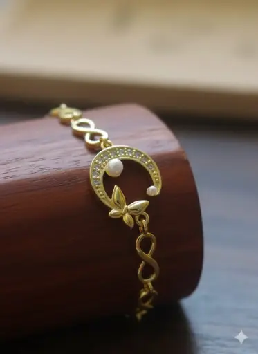 Pulsera luna dorada cobre chapeado 260113