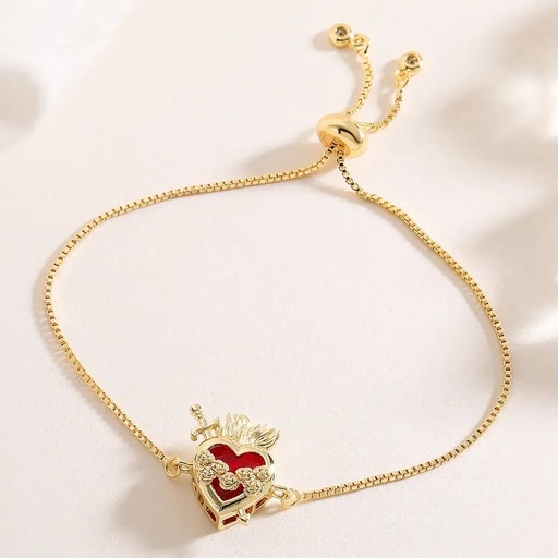 Pulsera sagrado corazón ajustable cobre chapeado 260116