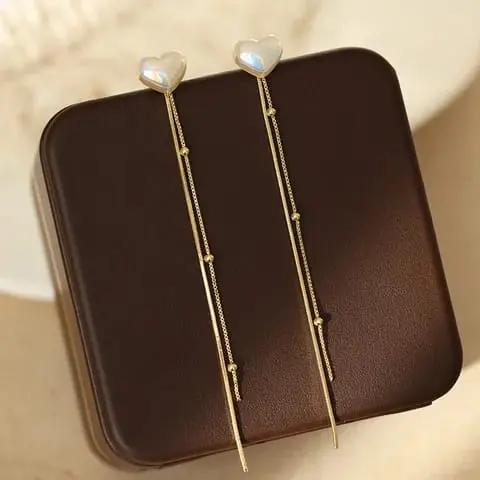 [260129] Aretes corazón y bolas doradas fantasía fina 260129