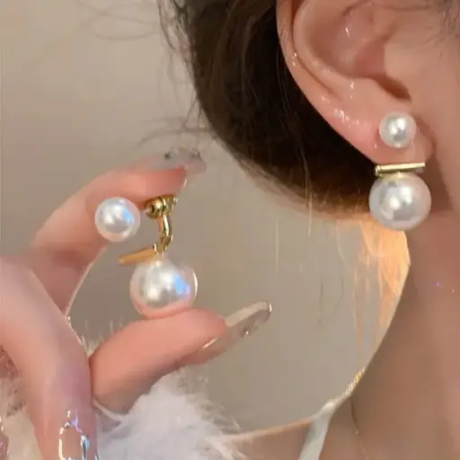 Aretes doble perla blanca fantasía 264721