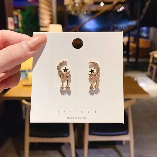 Aretes luna y estrella dorada fantasía 2642413