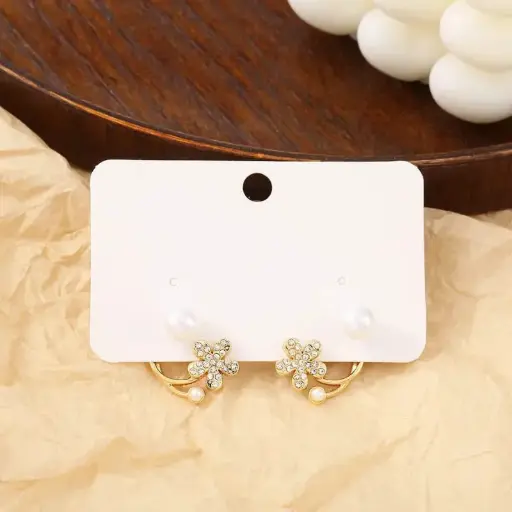 Aretes flor con perla fantasía 2642416