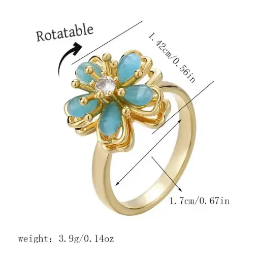 Anillo giratorio flor azul cobre 2642432