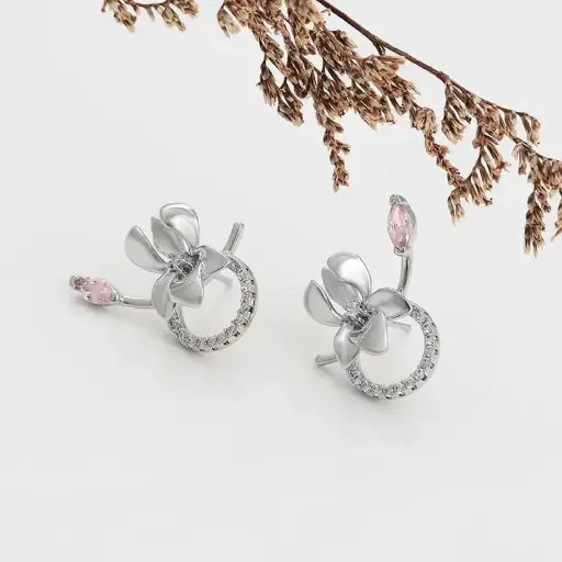 Aretes Xuping flor rosa de cobre chapeado 2642441