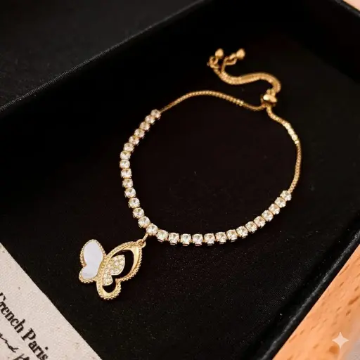 Pulsera mariposa y cristal aleación 260144