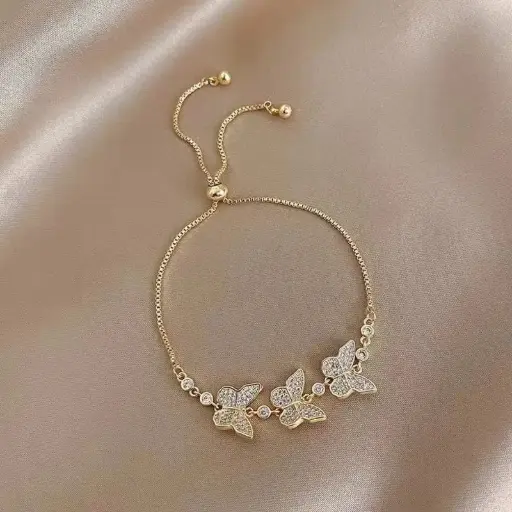 Pulsera triple mariposa ajustable fantasía fina 260128