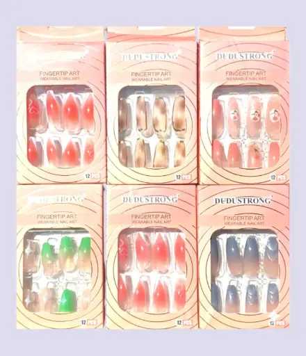 Docena set uñas rosa diseños surtido 102020 (12 unidades)